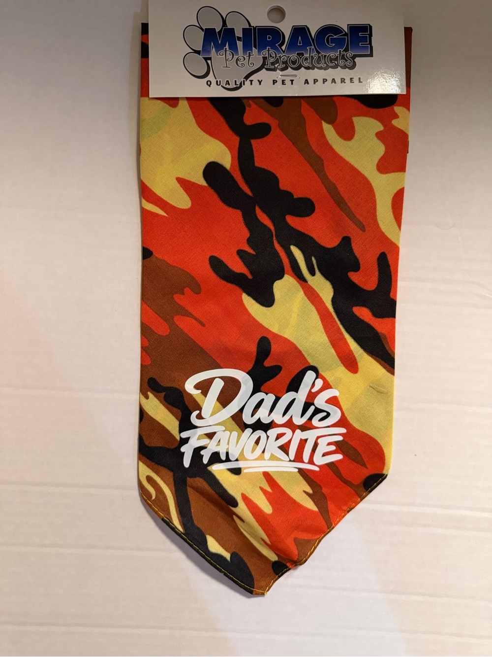 Mirage Dad's Favorite Orange Camo Dog Bandana